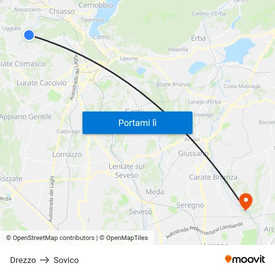 Drezzo to Sovico map