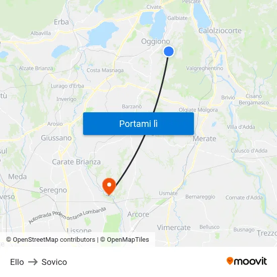 Ello to Sovico map