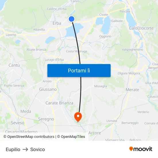 Eupilio to Sovico map