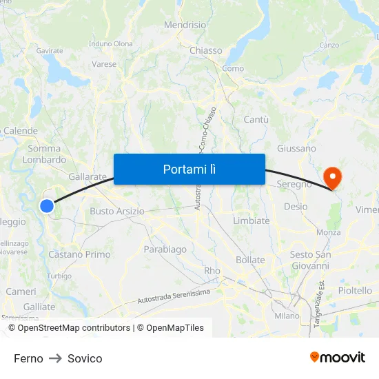 Ferno to Sovico map