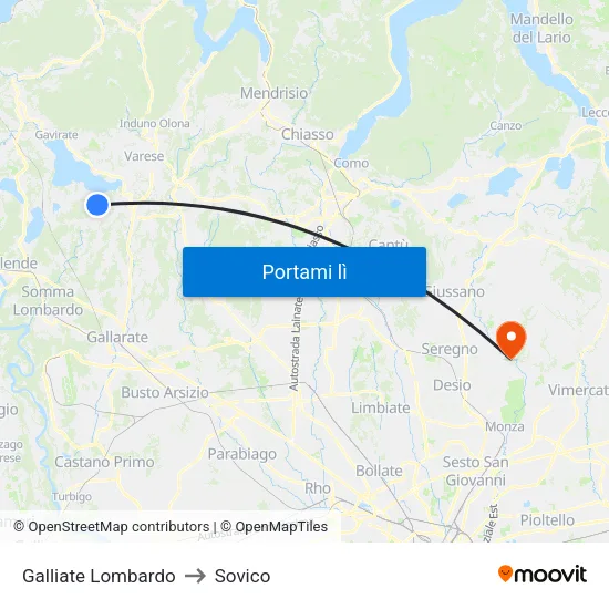 Galliate Lombardo to Sovico map