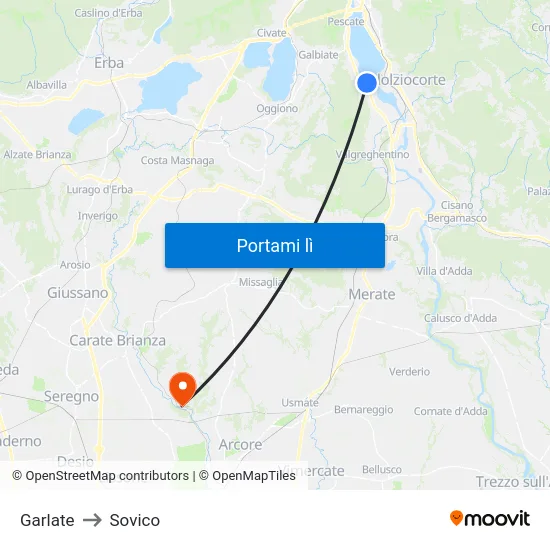 Garlate to Sovico map