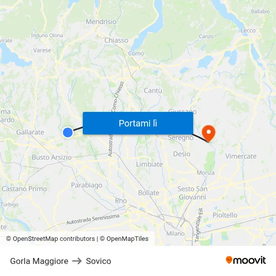 Gorla Maggiore to Sovico map