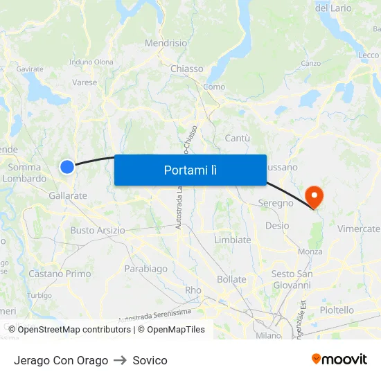 Jerago Con Orago to Sovico map