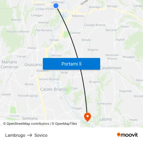 Lambrugo to Sovico map