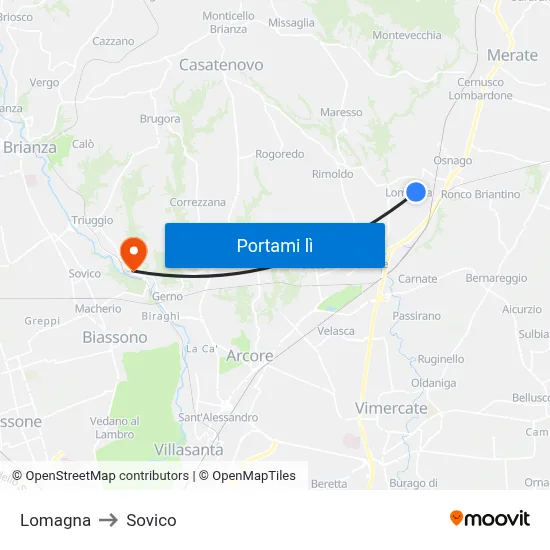 Lomagna to Sovico map