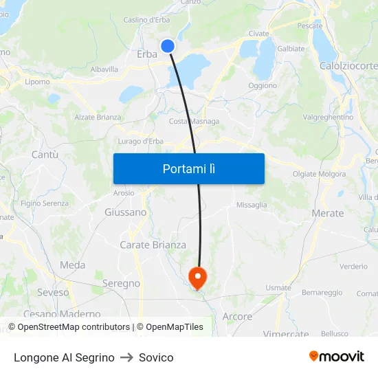 Longone Al Segrino to Sovico map