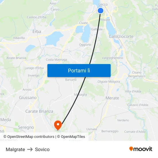 Malgrate to Sovico map