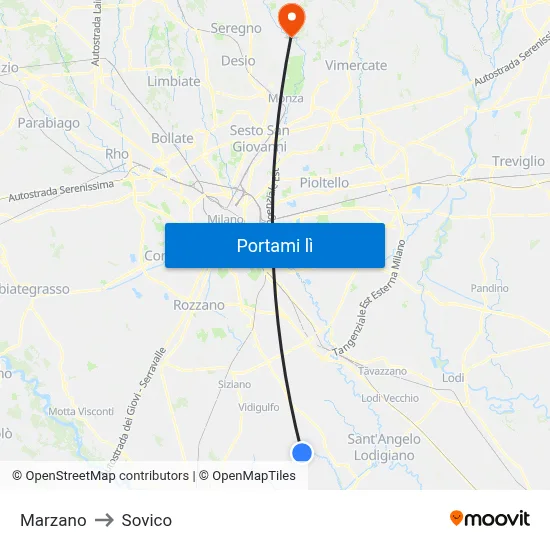 Marzano to Sovico map