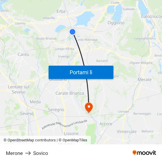 Merone to Sovico map