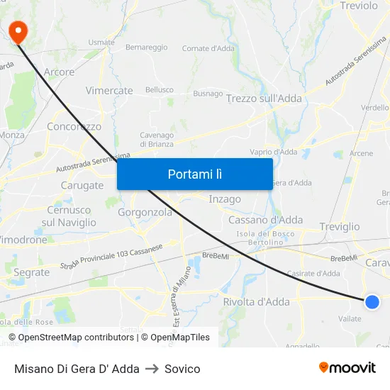 Misano Di Gera D' Adda to Sovico map