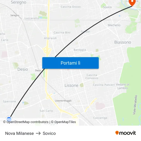 Nova Milanese to Sovico map