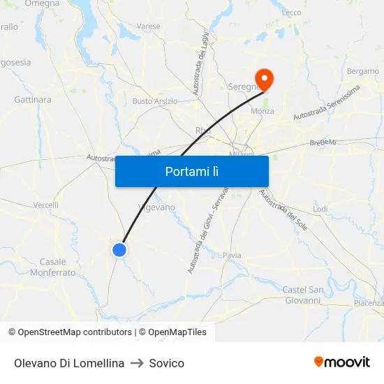 Olevano Di Lomellina to Sovico map