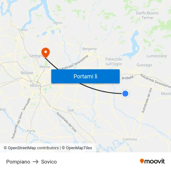 Pompiano to Sovico map