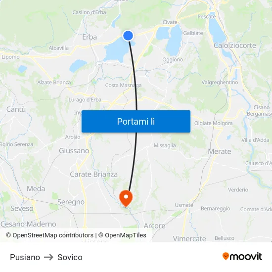 Pusiano to Sovico map