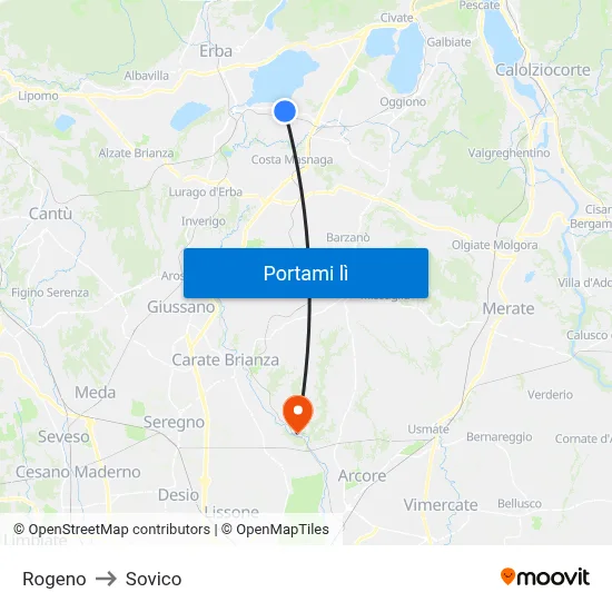 Rogeno to Sovico map
