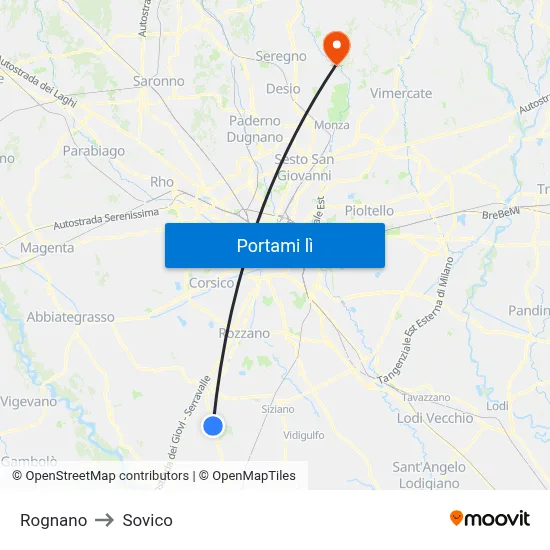 Rognano to Sovico map