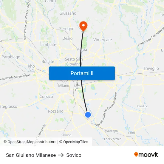 San Giuliano Milanese to Sovico map