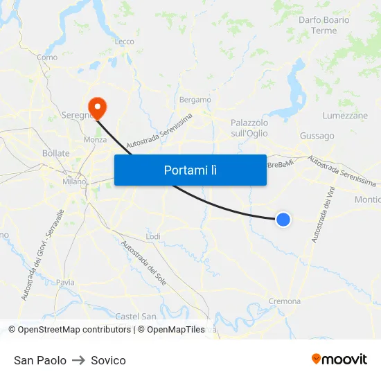 San Paolo to Sovico map