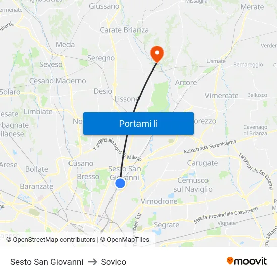 Sesto San Giovanni to Sovico map