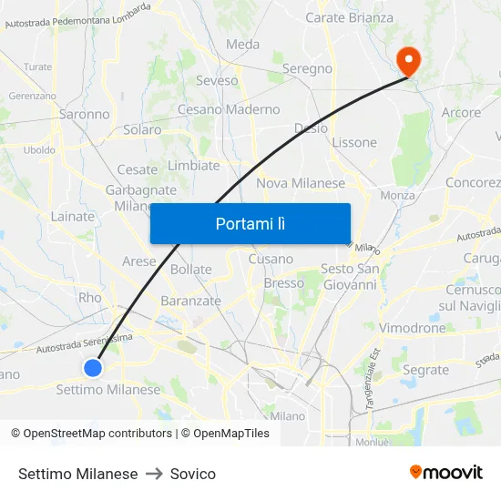 Settimo Milanese to Sovico map