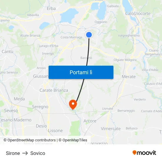 Sirone to Sovico map