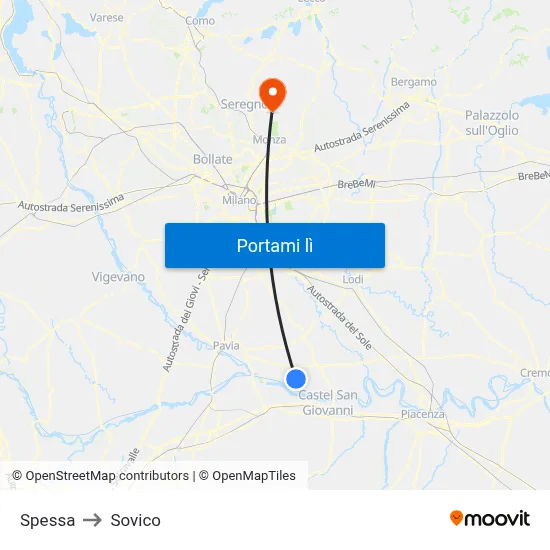 Spessa to Sovico map