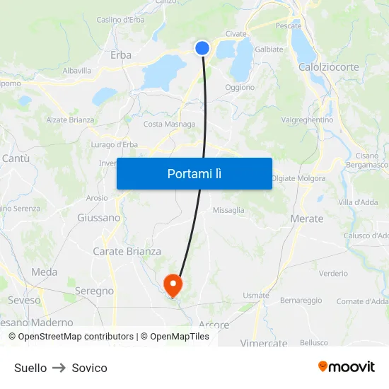 Suello to Sovico map