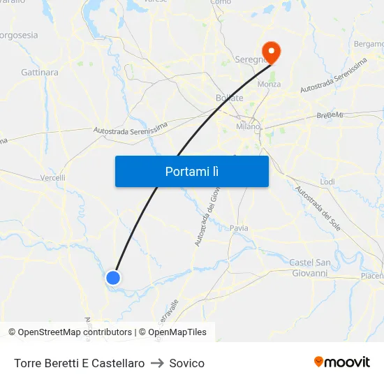 Torre Beretti E Castellaro to Sovico map