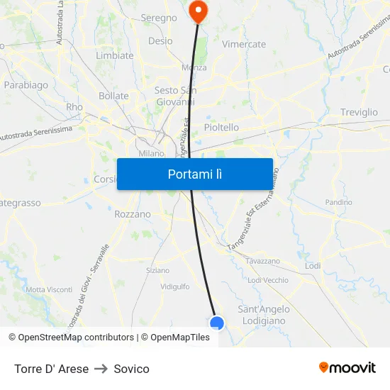 Torre D' Arese to Sovico map