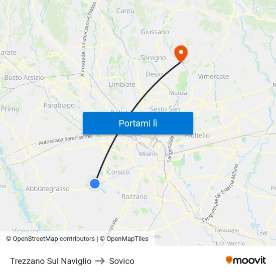 Trezzano Sul Naviglio to Sovico map