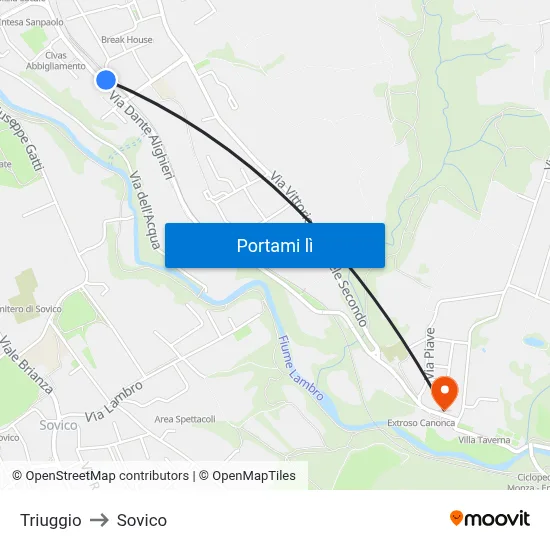 Triuggio to Sovico map