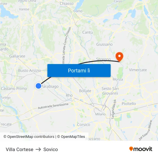 Villa Cortese to Sovico map