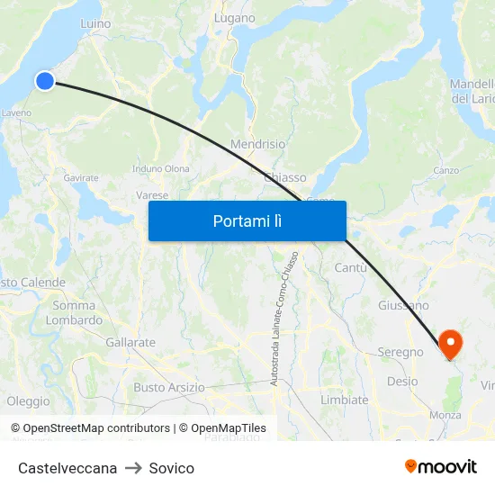 Castelveccana to Sovico map