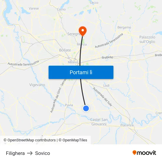 Filighera to Sovico map