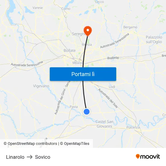 Linarolo to Sovico map