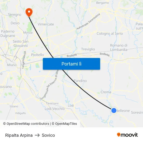 Ripalta Arpina to Sovico map