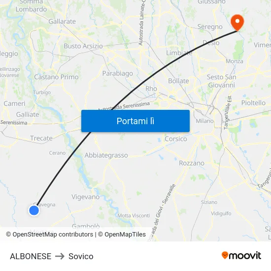 ALBONESE to Sovico map