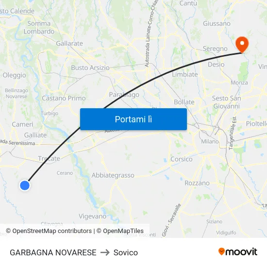 GARBAGNA NOVARESE to Sovico map