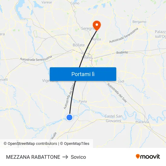 MEZZANA RABATTONE to Sovico map