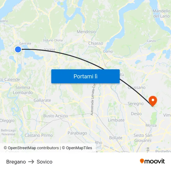 Bregano to Sovico map
