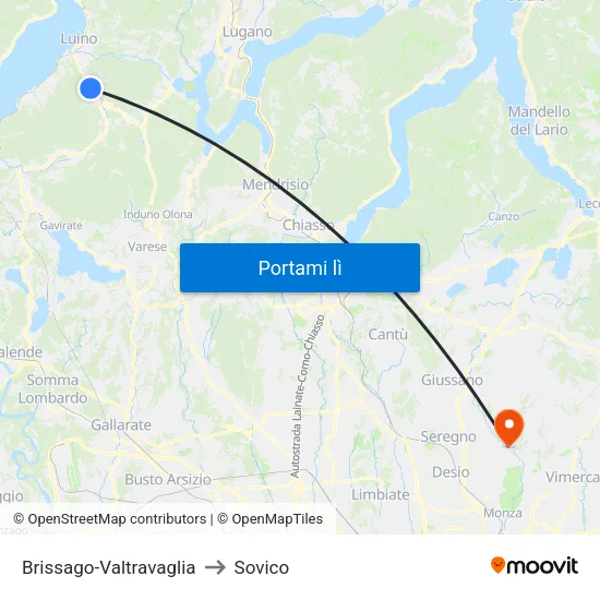 Brissago-Valtravaglia to Sovico map