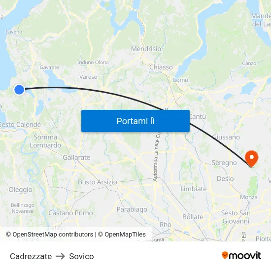 Cadrezzate to Sovico map