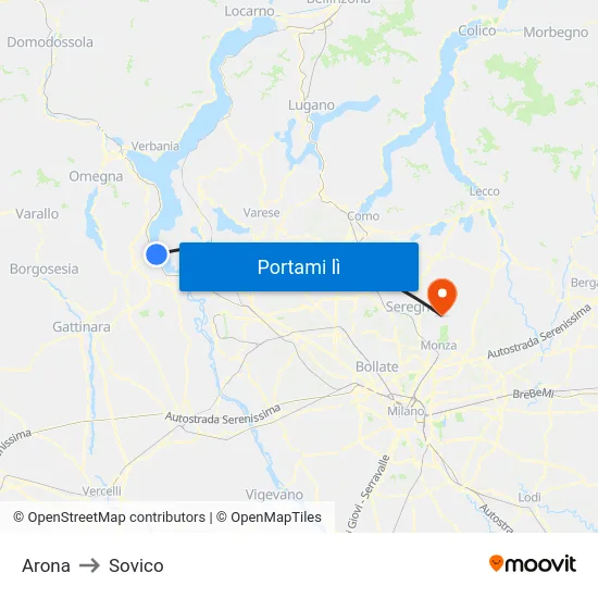 Arona to Sovico map