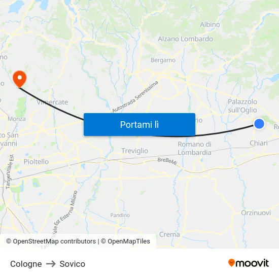 Cologne to Sovico map