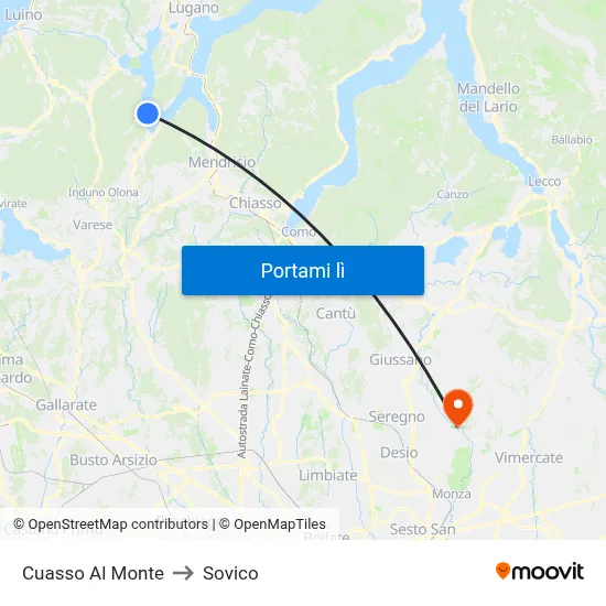 Cuasso Al Monte to Sovico map