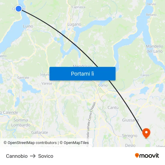 Cannobio to Sovico map