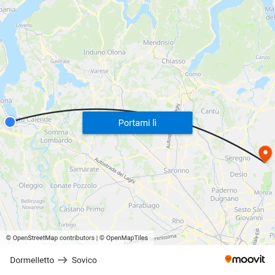 Dormelletto to Sovico map