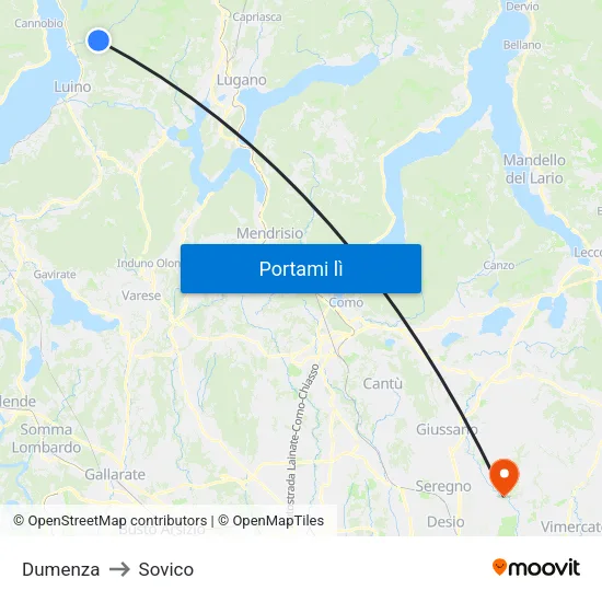 Dumenza to Sovico map