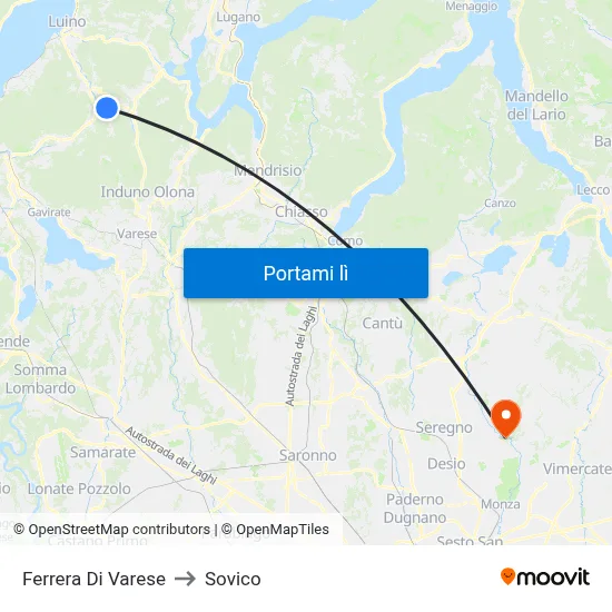 Ferrera Di Varese to Sovico map